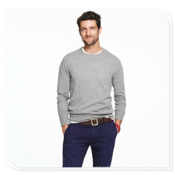 Suéter de cashmere masculino de manga comprida gola redonda Suéter de tricô puro Cashmere